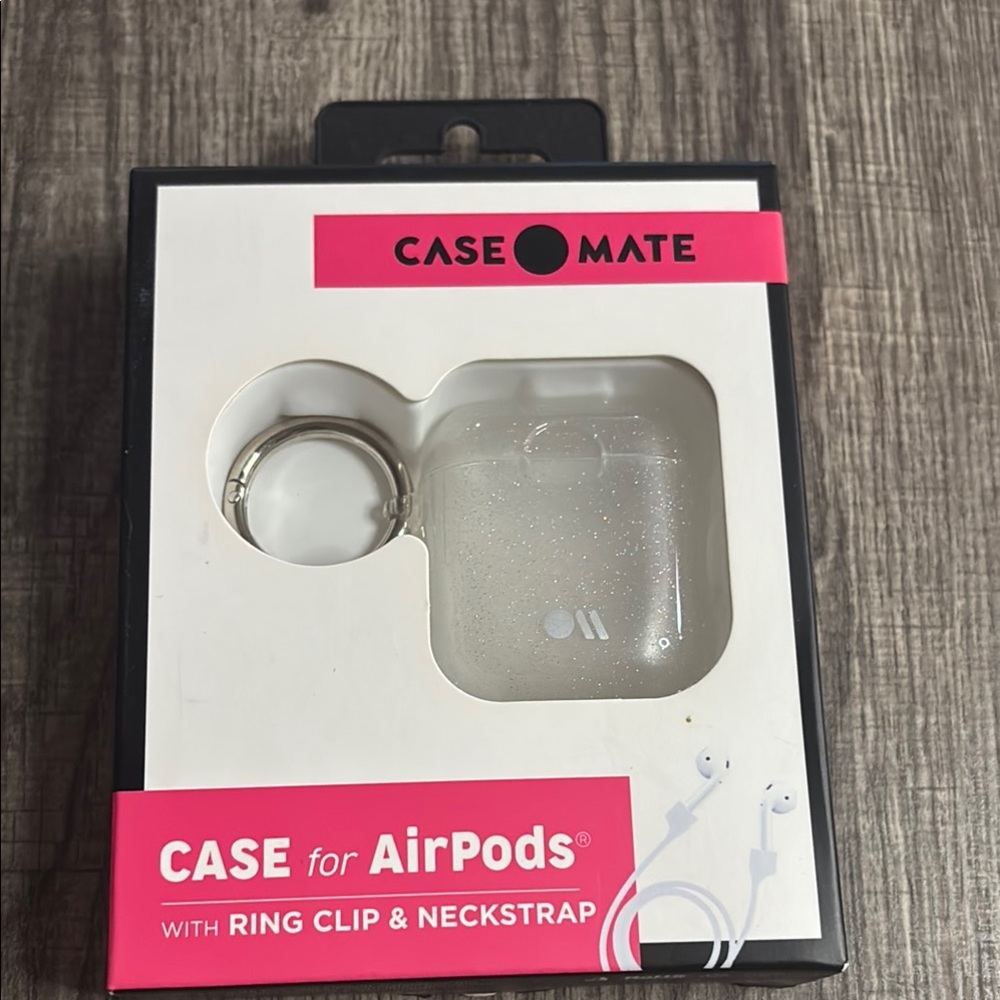 Case-Mate White Headset with Clear Design and Ring Clip